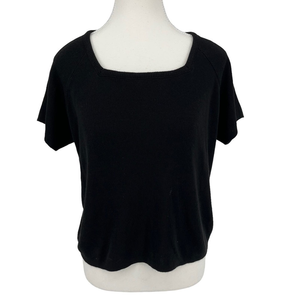 Vintage 90’s Herman Geist Knit Top Square‎ Neck Black Sweater Medium